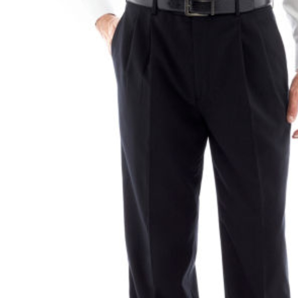 Men's Stafford Classic Fit Black Pleats 38x29